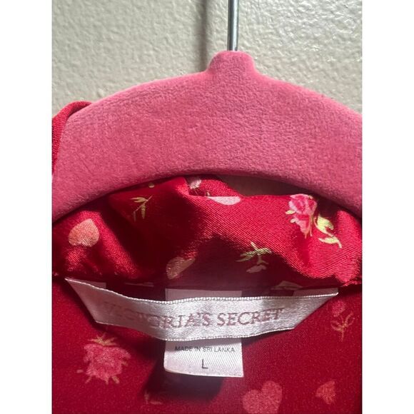Victoria’s Secret Red With Hearts And Flowers Button Up Sleep Top Y2K Woman’s Si - Picture 10 of 15